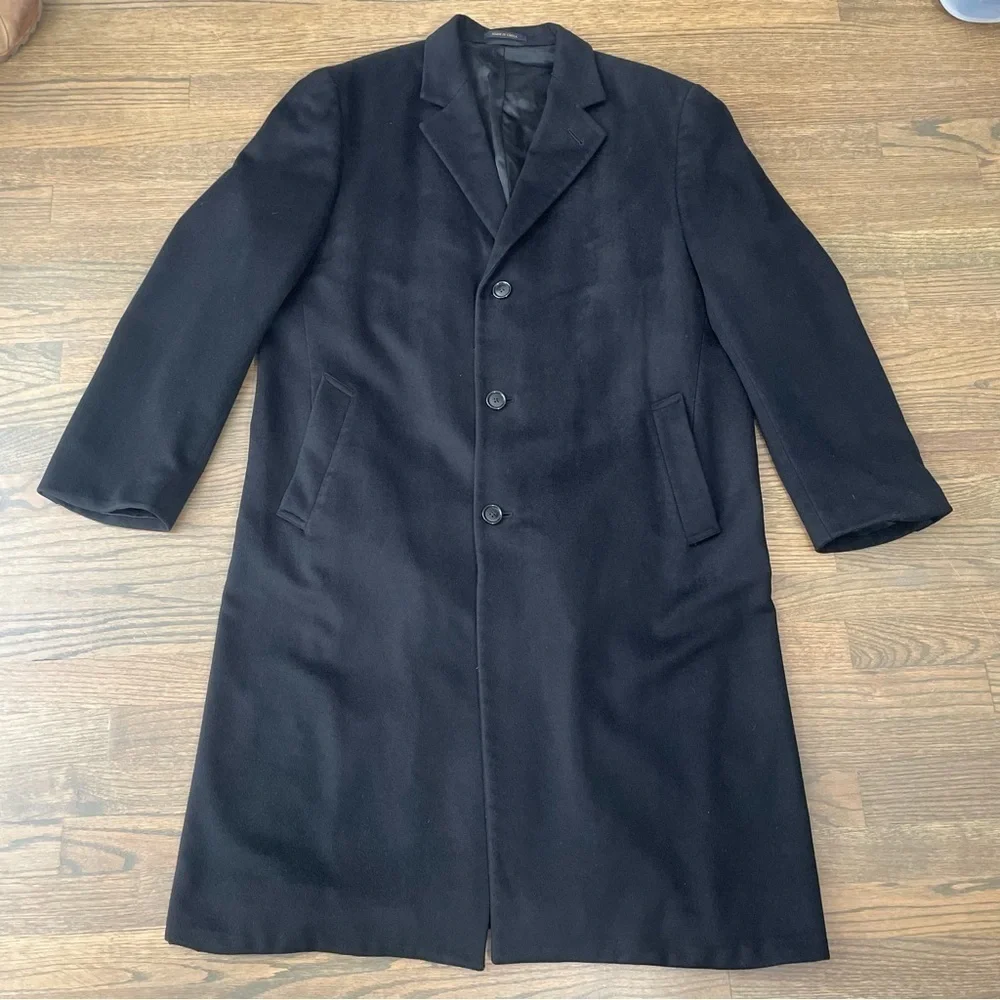 LORD & TAYLOR for Jacob Siegel Men's 100% Cashmere Winter Black Coat 44R